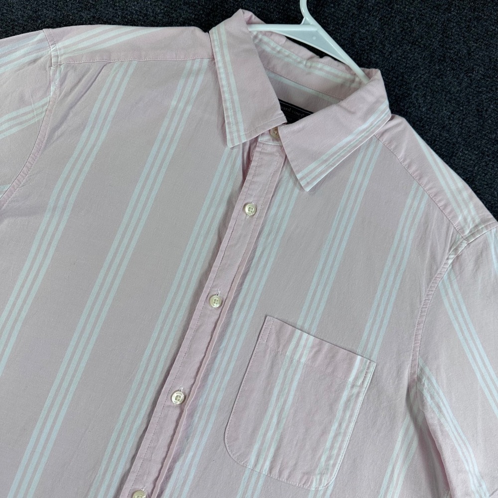 Vineyard Vines Mens Large Pink‎ White Striped Short Sleeve Button Down Shirt